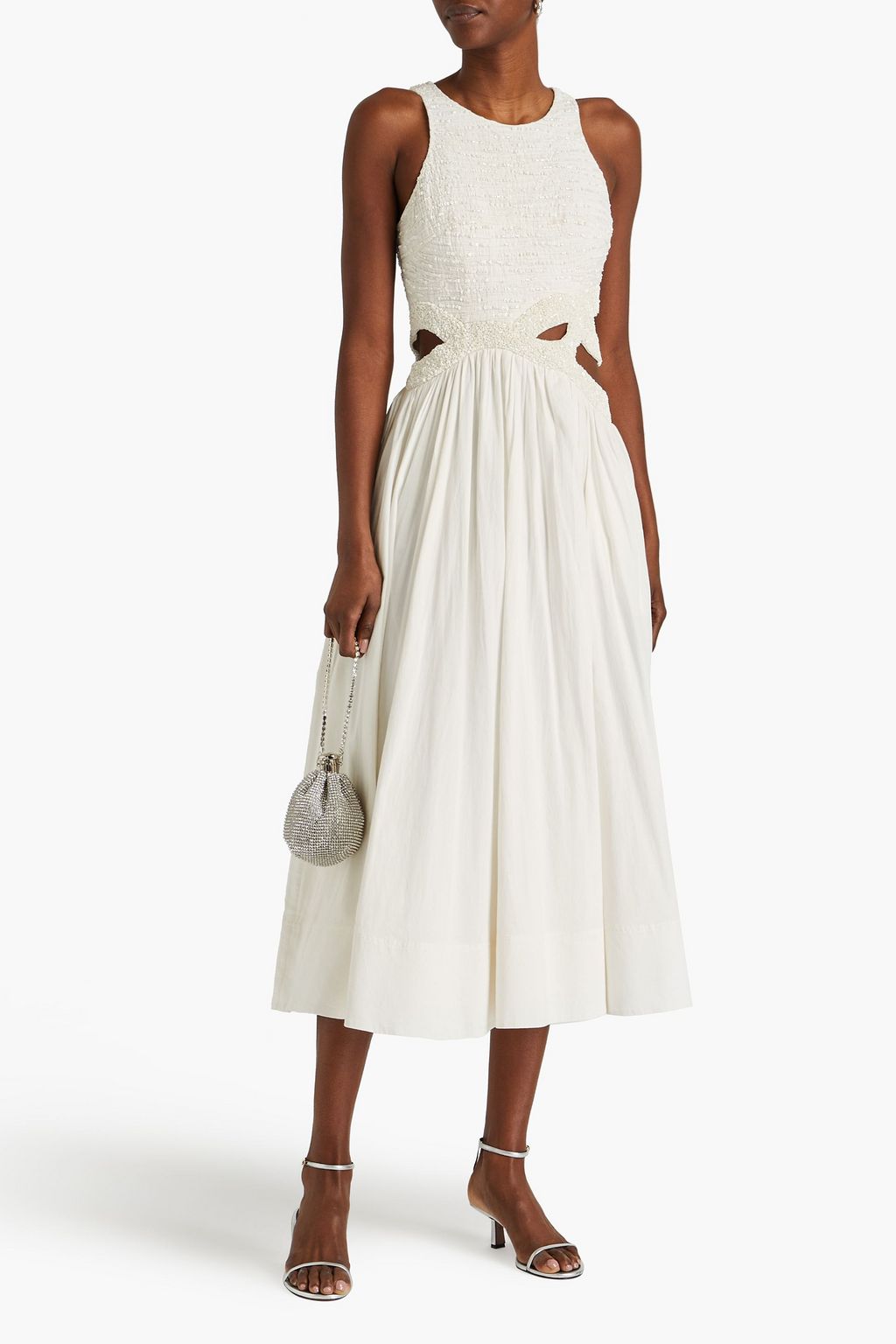 AJE. New Catara embellished cotton-poplin midi dress