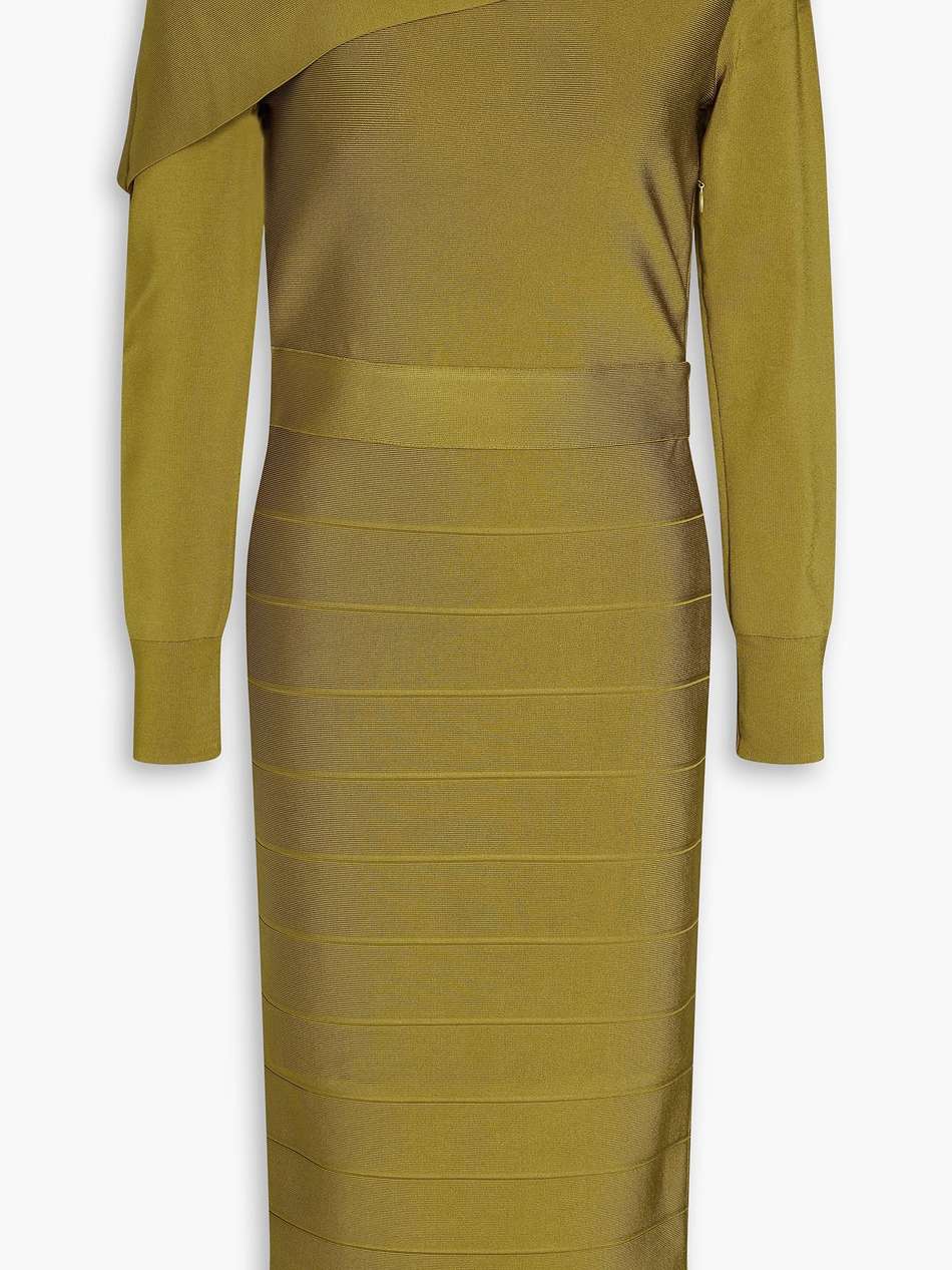 off-the-shoulder bandage midi dress