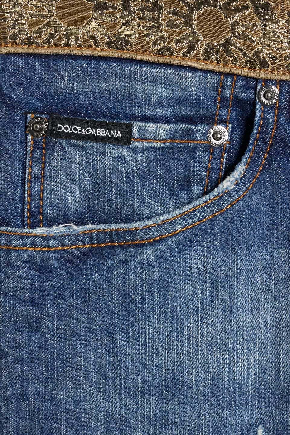 Shop Dolce & Gabbana Slim-fit Distressed Denim Jeans In Mid Denim