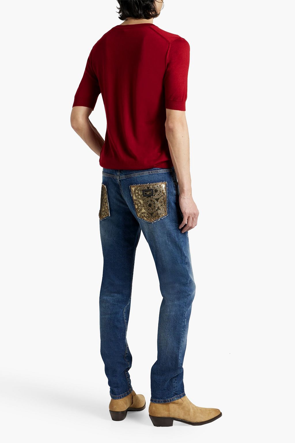 DOLCE&GABBANA Slim-fit distressed denim jeans
