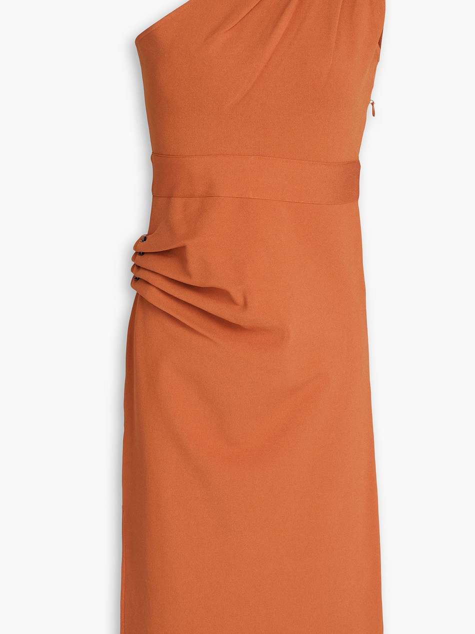 one-shoulder draped stretch-ponte dress