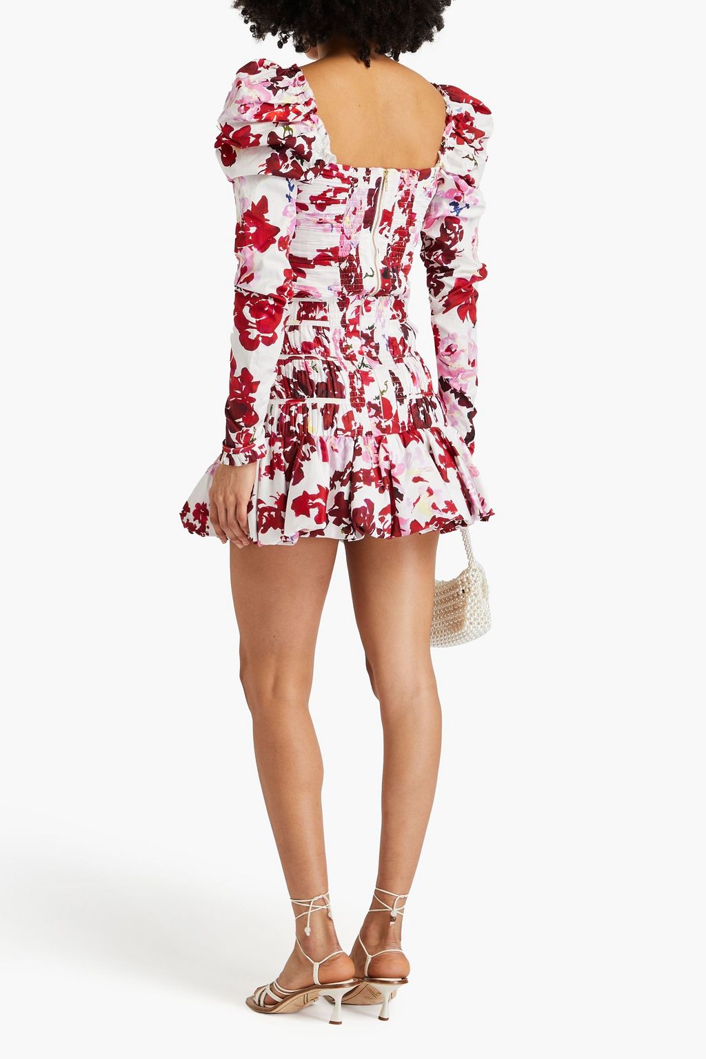 AJE. Marlene pleated floral-print cotton top