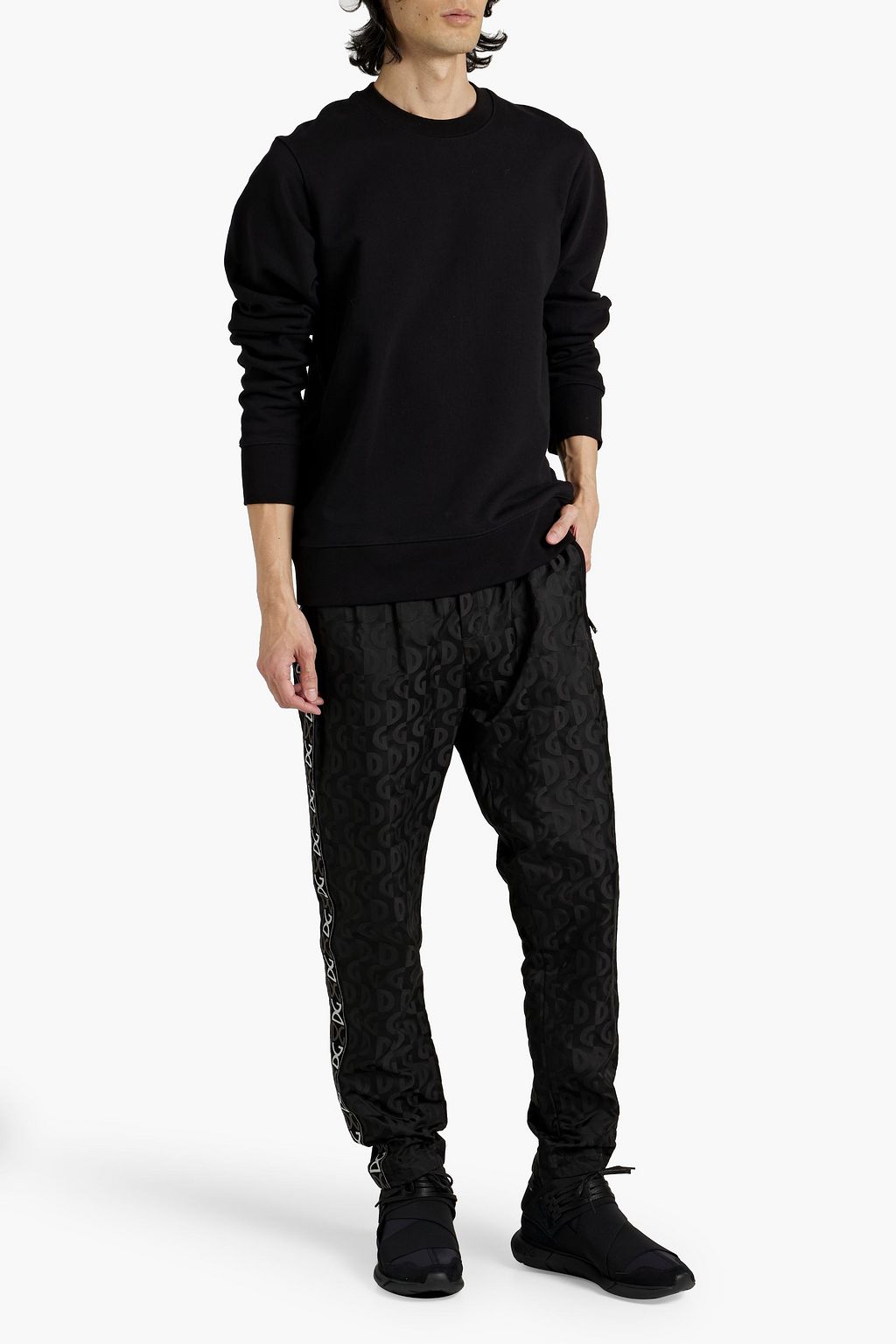 DOLCE&GABBANA Tapered logo-jacquard drawstring pants