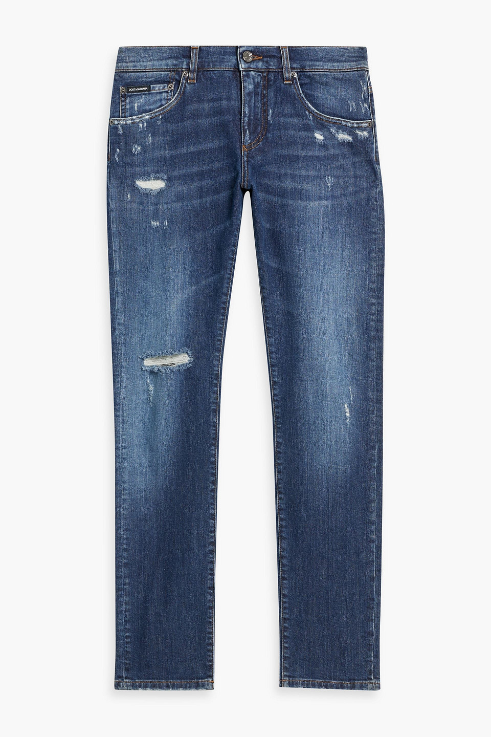 Dolce & Gabbana Distressed Faded Denim Jeans In Mid Denim
