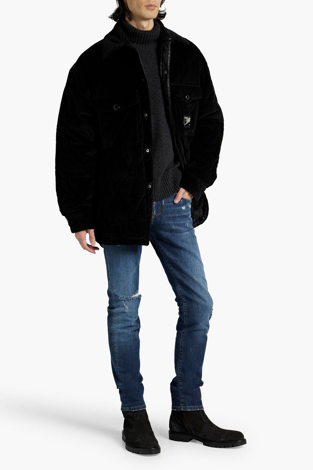 DOLCE&GABBANA Oversized quilted cotton-blend corduroy jacket