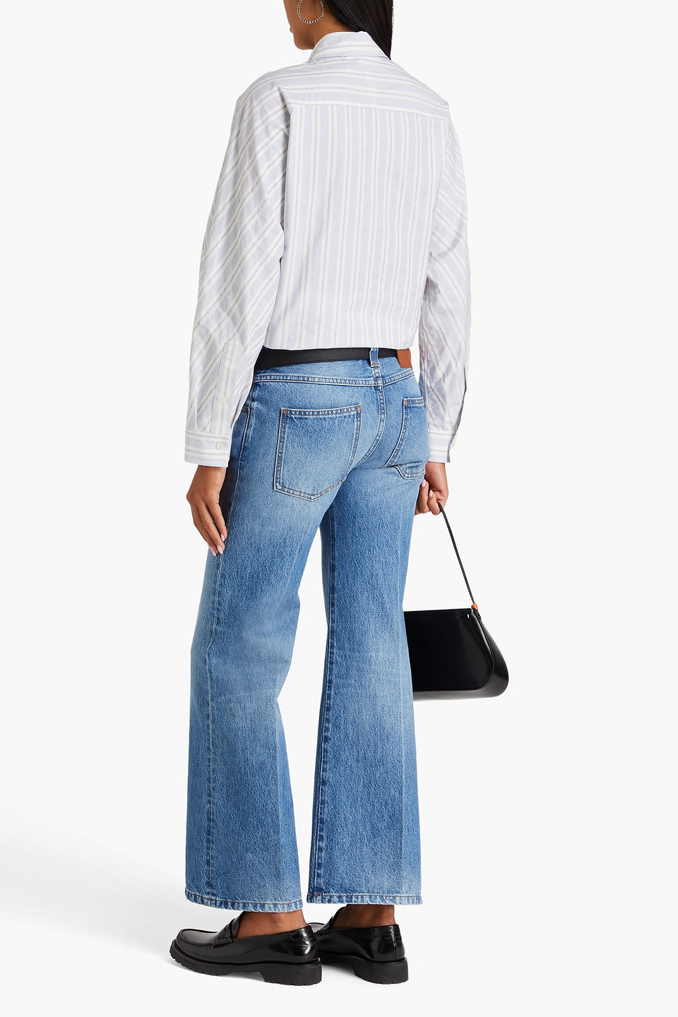 Shop Victoria Beckham Mid-rise Flared Jeans In Mid Denim