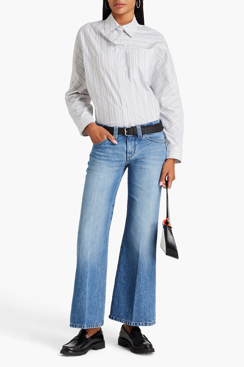 Shop Victoria Beckham Mid-rise Flared Jeans In Mid Denim