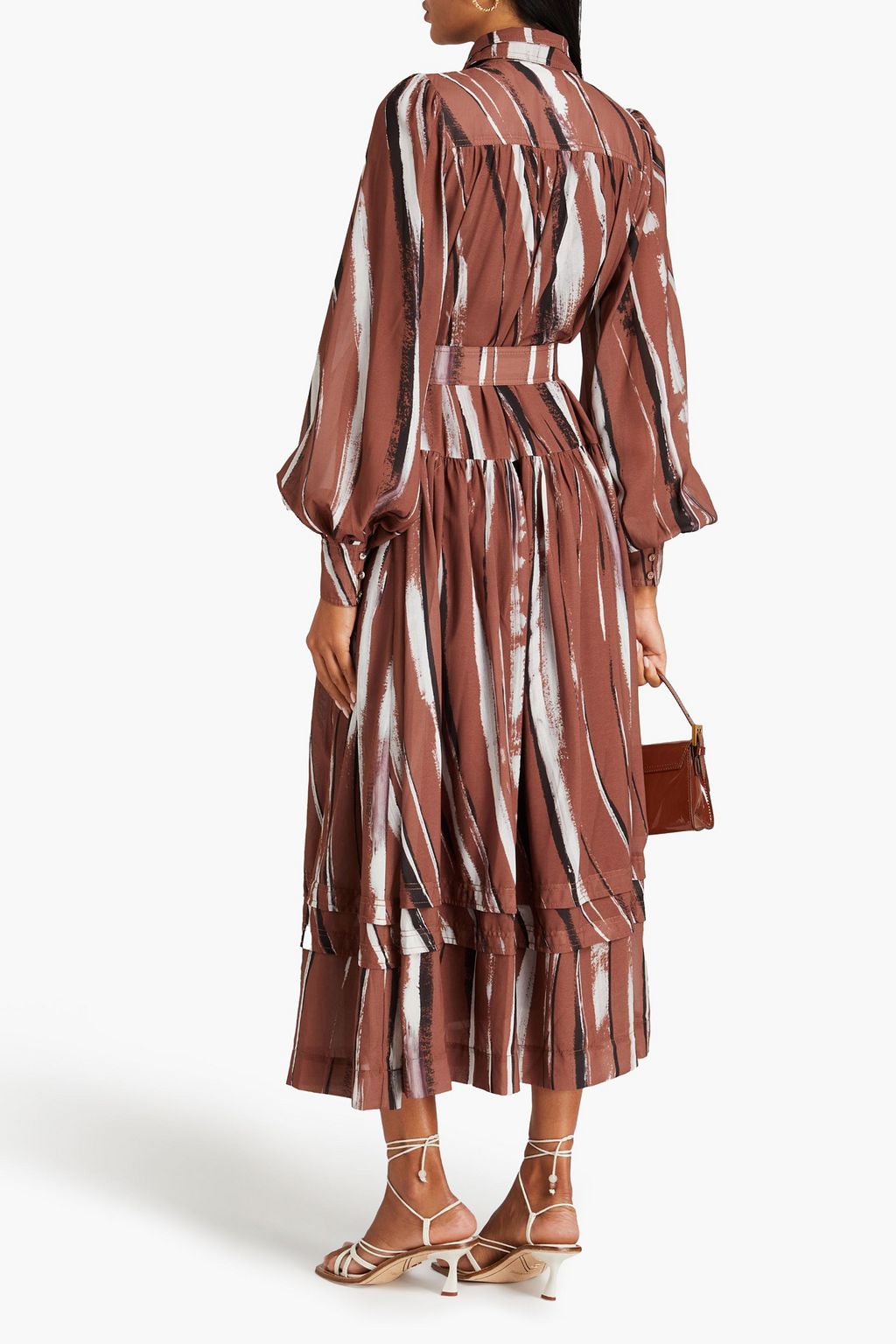 AJE. Aurora belted printed midi shirt dress