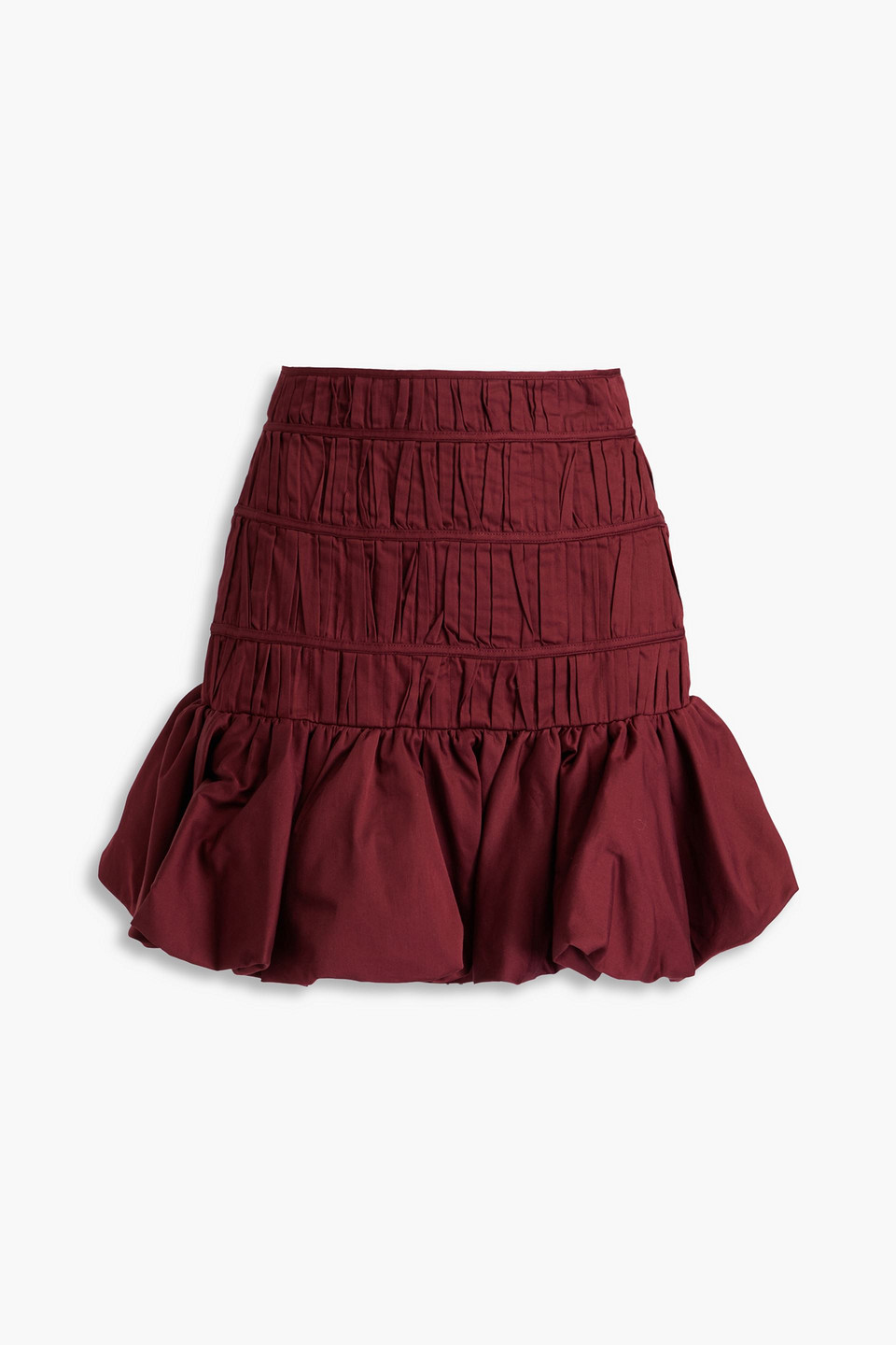 Aje La Vie Plissé Cotton-poplin Mini Skirt In Burgundy