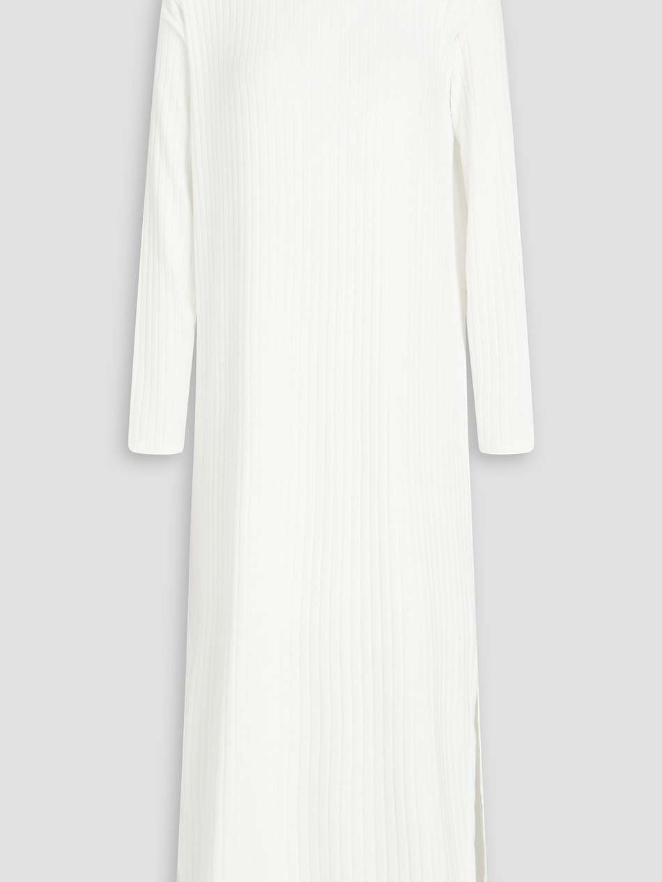 ribbed-knit turtleneck midi dress