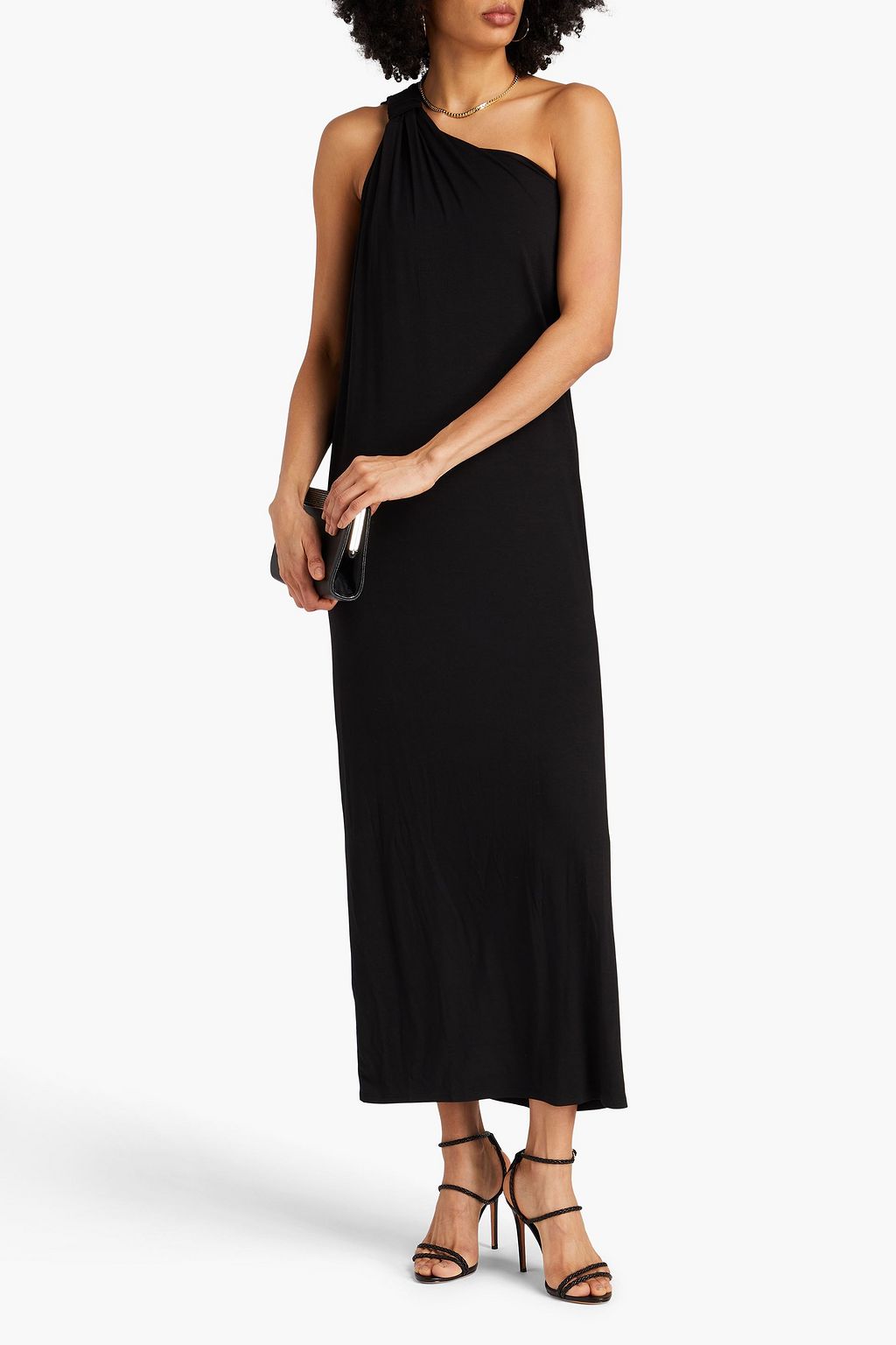 ENZA COSTA One-shoulder knotted stretch-jersey maxi dress | THE OUTNET