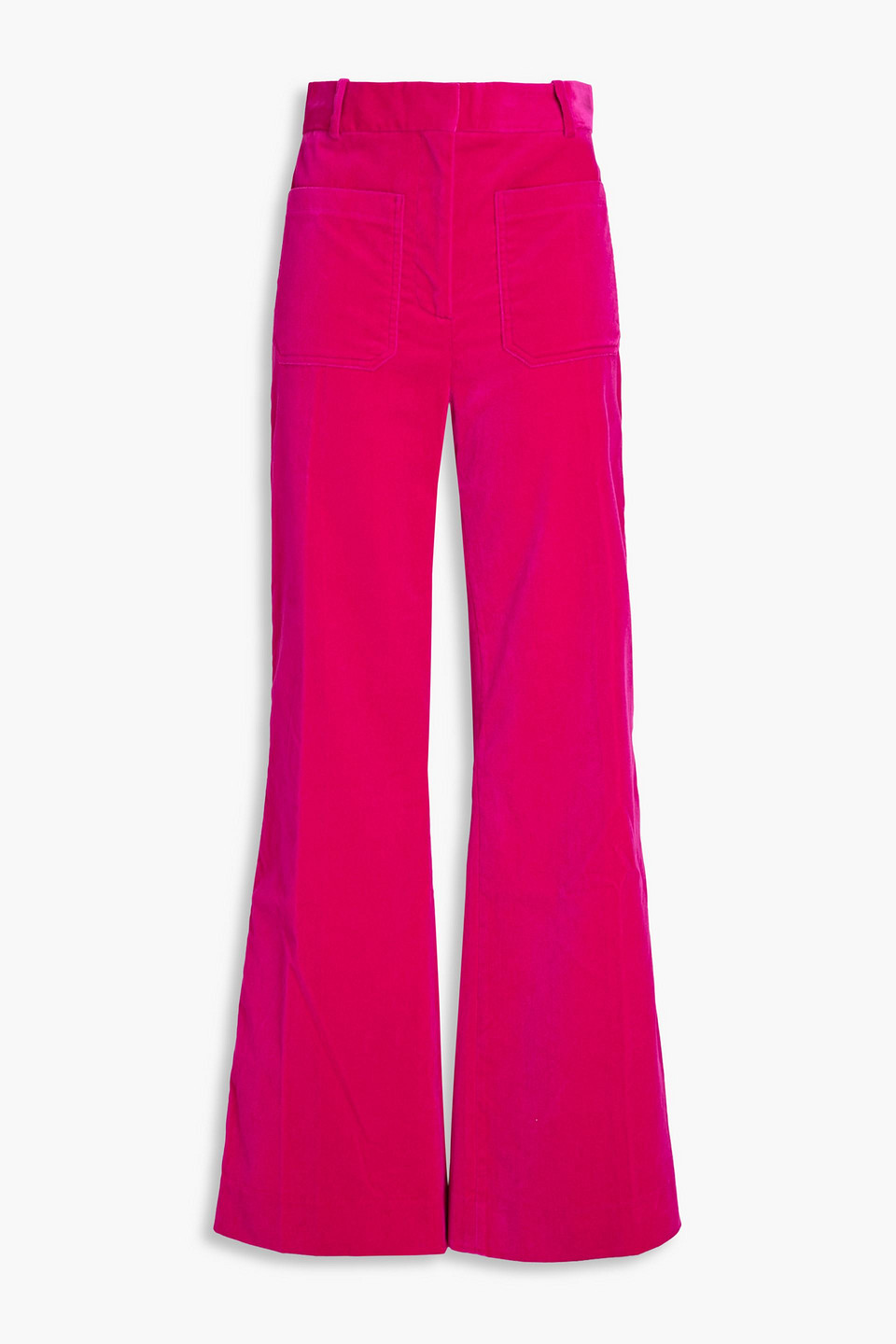 Cotton-blend velvet flared pants