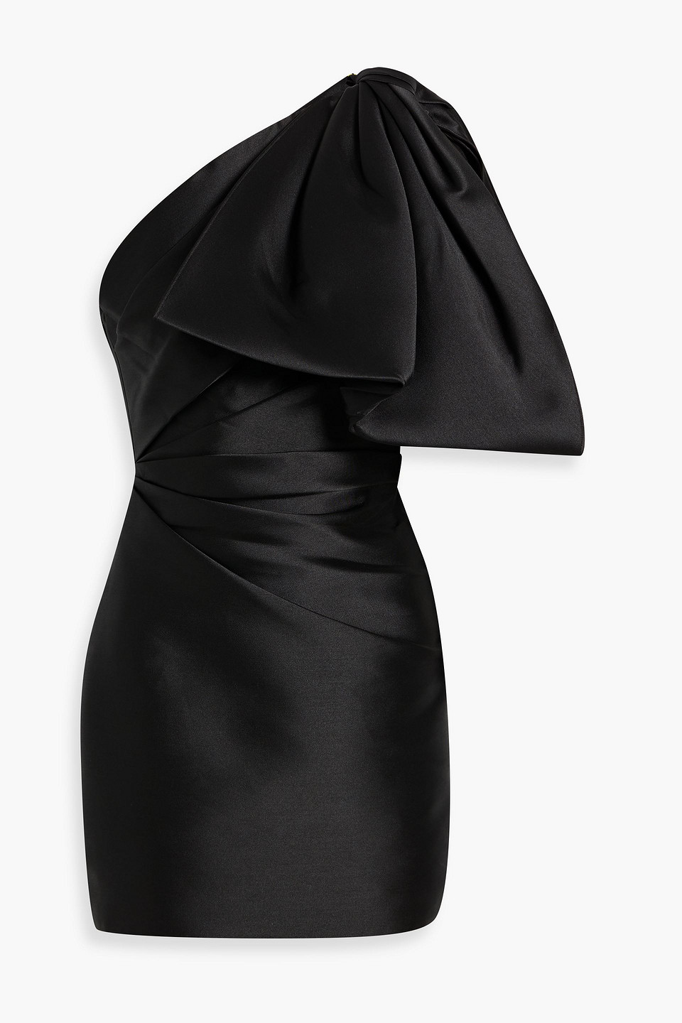 solace london - marcela one-shoulder ruched faille mini dress - black - uk/au 8