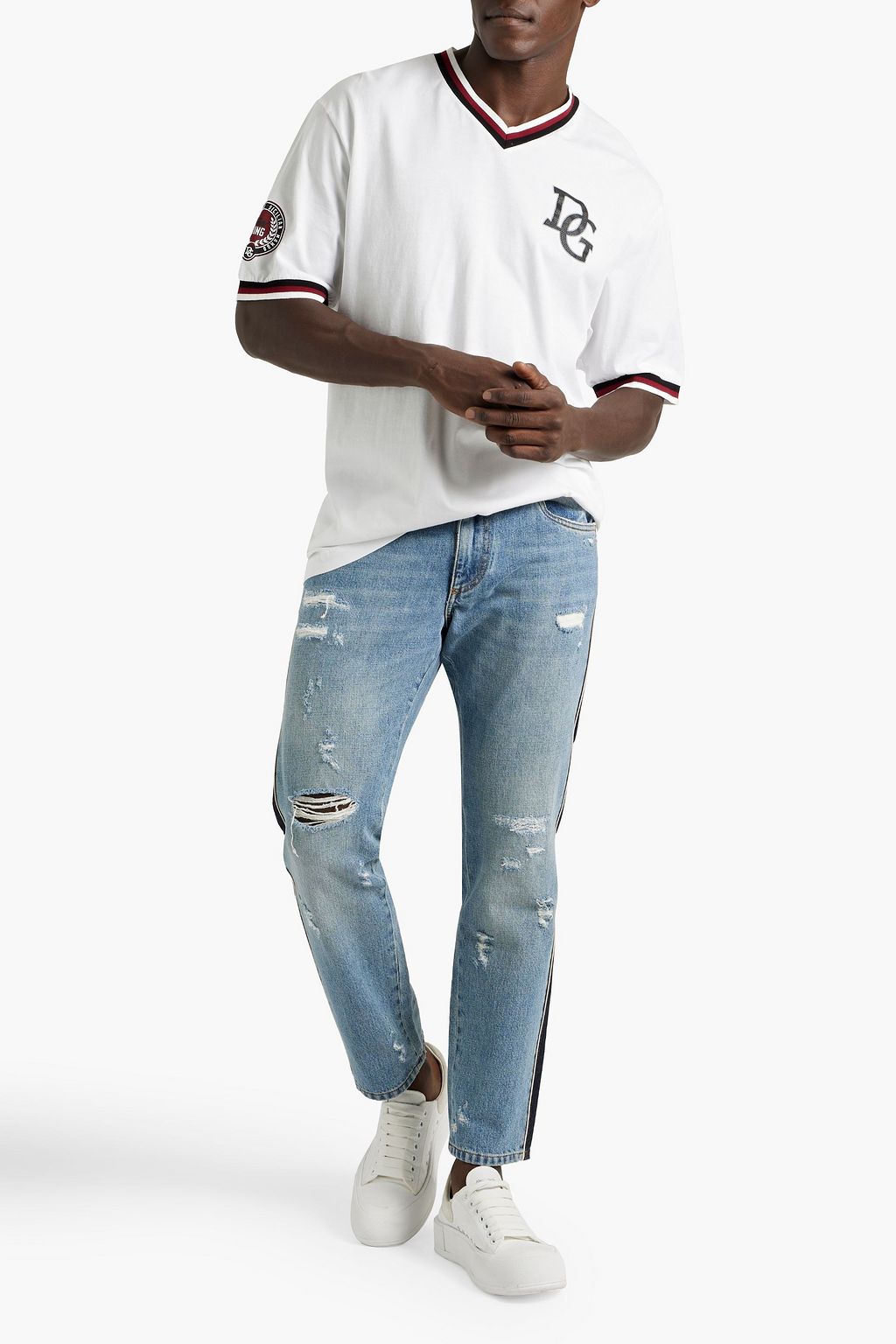 DOLCE&GABBANA Slim-fit distressed denim jeans