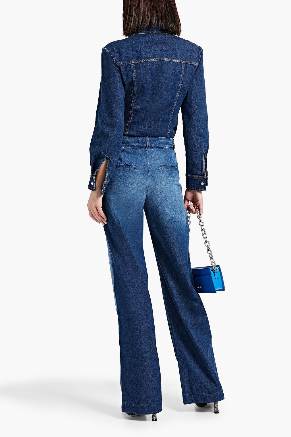 EB DENIM Swan pleated high-rise wide-leg jeans