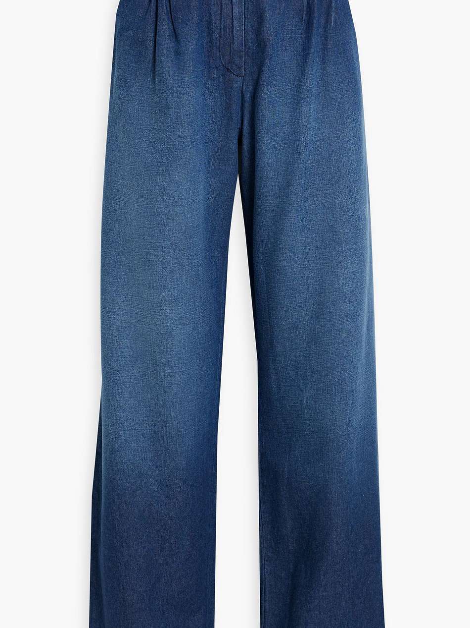 swan pleated high-rise wide-leg jeans