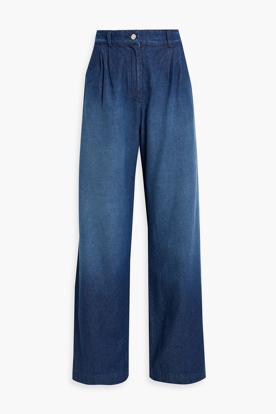 Swan pleated high-rise wide-leg jeans