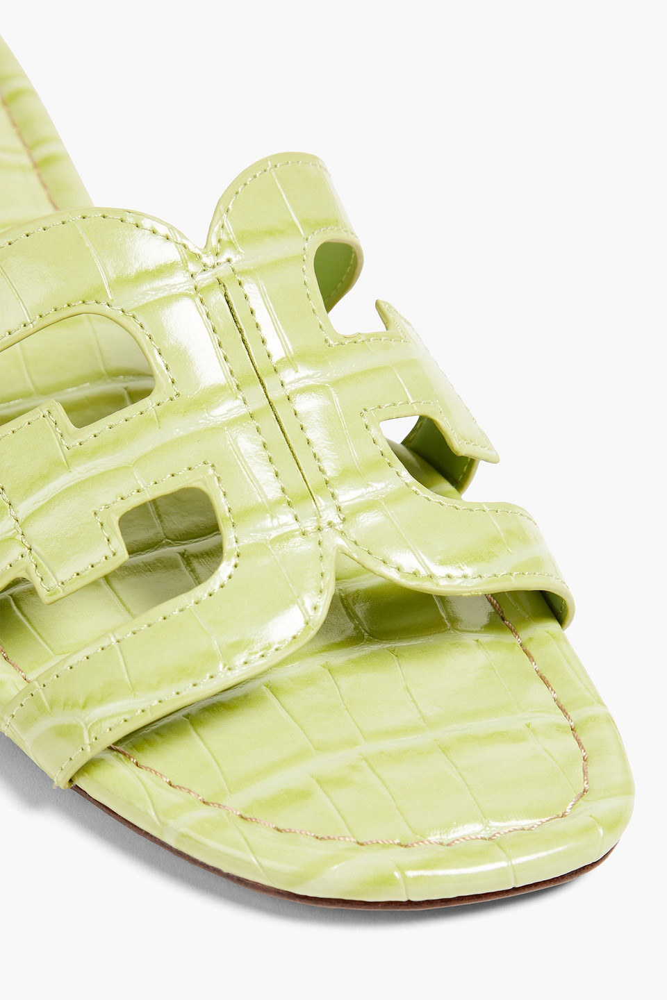 Sam Edelman Bay Faux Croc-effect Leather Sandals In Light Green