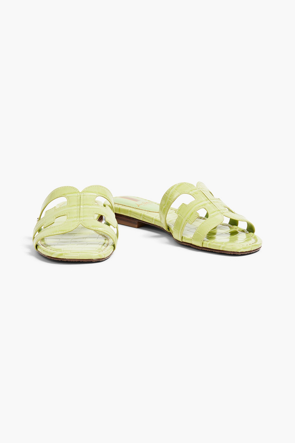Sam Edelman Bay Faux Croc-effect Leather Sandals In Light Green