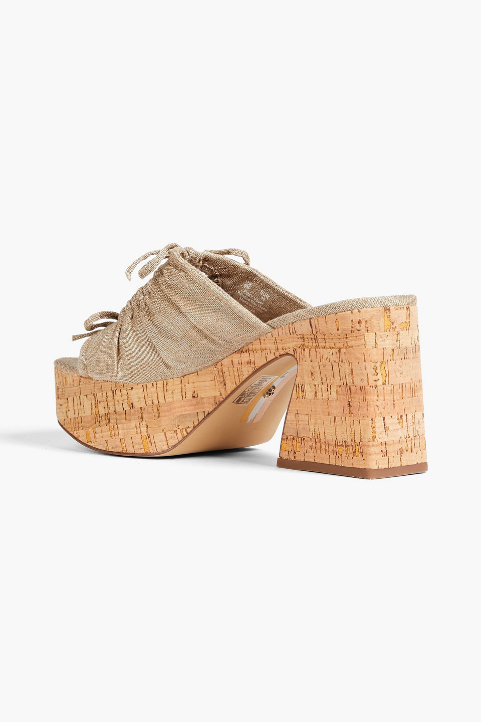 Shop Sam Edelman Dova Bow-detailed Canvas Platform Mules In Beige