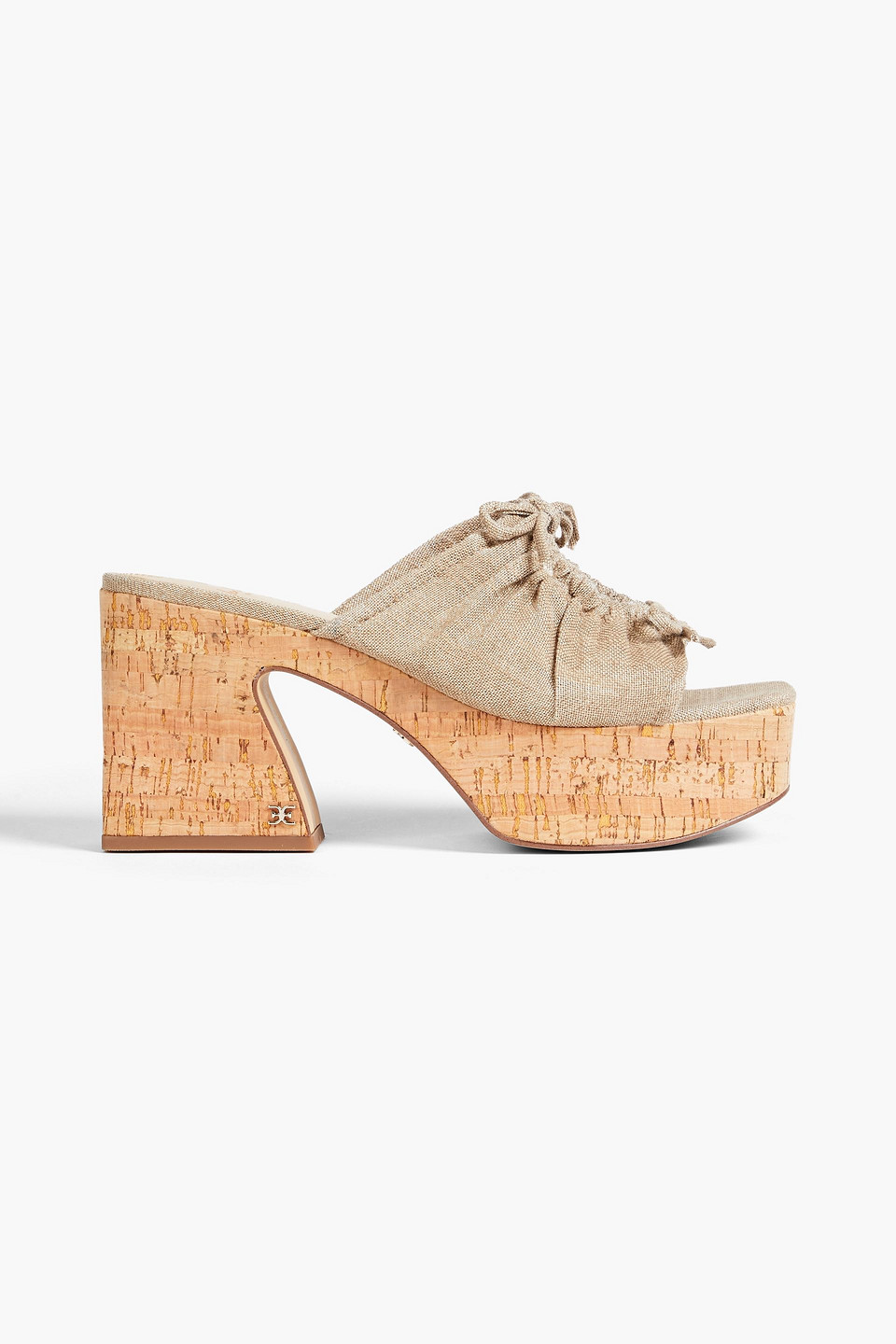 Sam Edelman Dova Bow-detailed Canvas Platform Mules In Beige