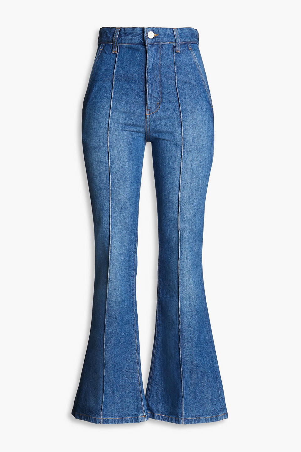 Victoria Beckham High-rise Flared Jeans In Mid Denim