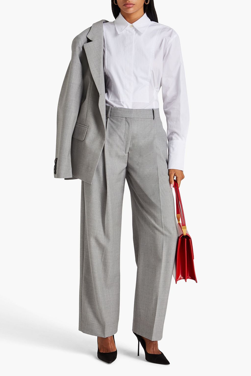 VICTORIA BECKHAM Pleated wool wide-leg pants