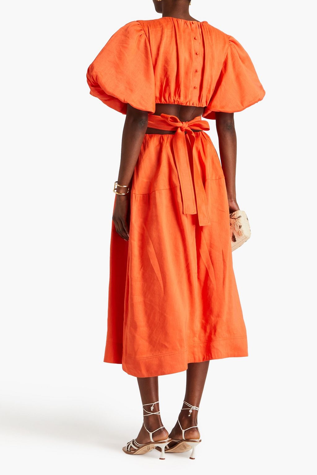 AJE. Cosette cutout linen-blend midi dress