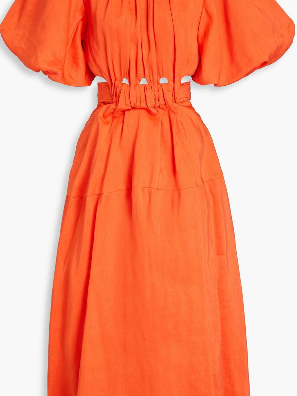 cosette cutout linen-blend midi dress