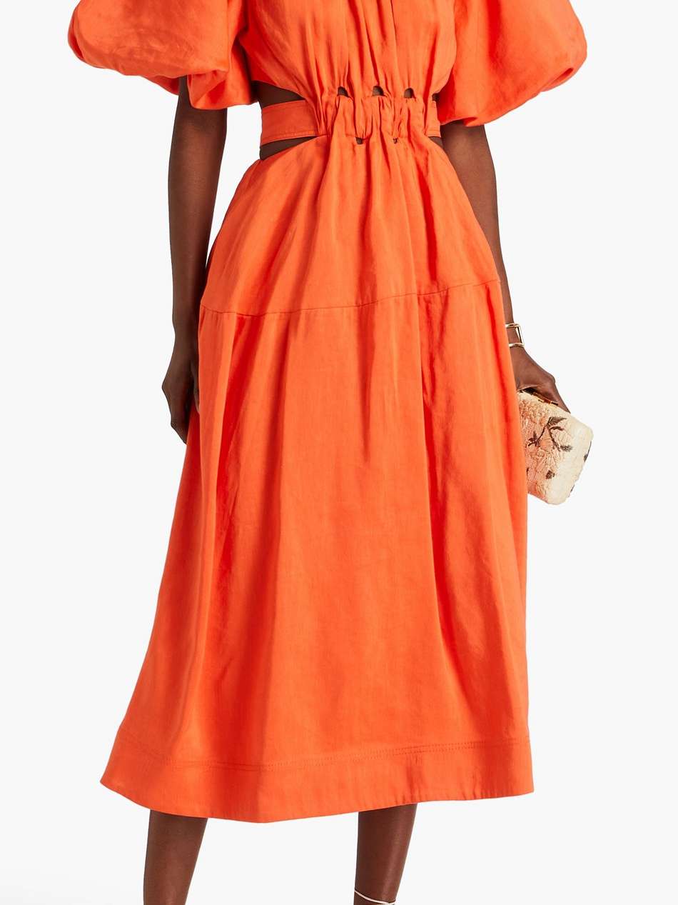 cosette cutout linen-blend midi dress