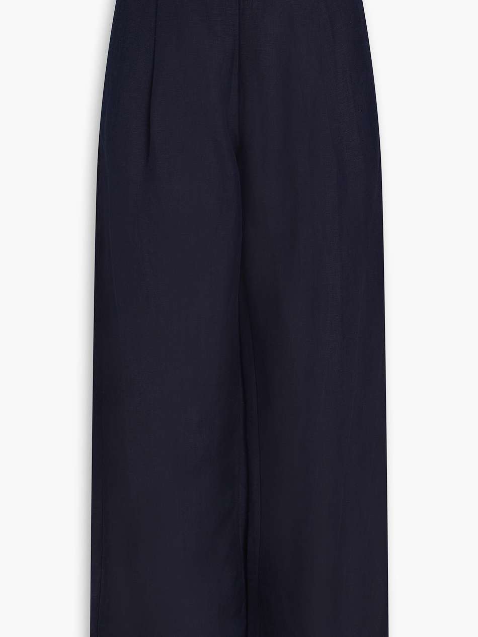 tate pleated linen-blend wide-leg pants