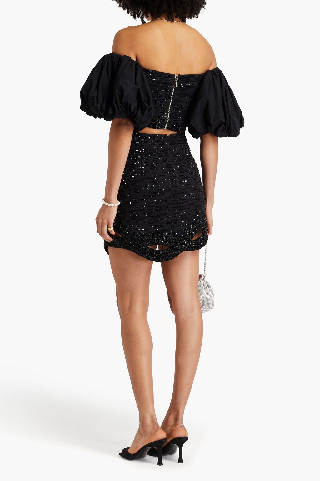 AJE. New Catara pleated sequined cotton mini skirt
