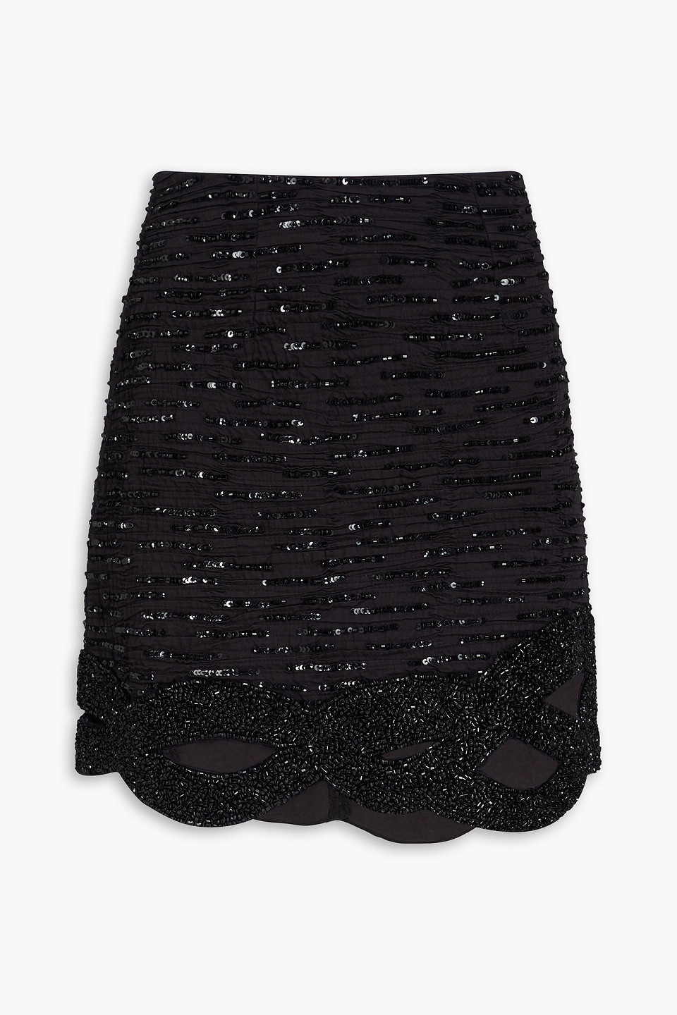 Aje New Catara Pleated Sequined Cotton Mini Skirt In Black