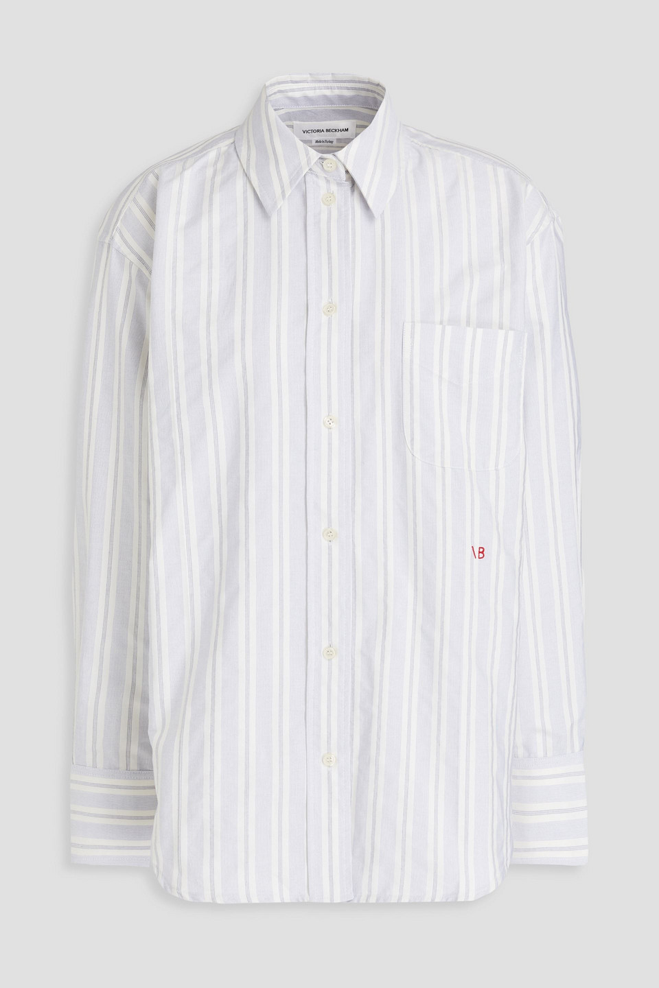 Victoria Beckham Striped Cotton-poplin Shirt In White