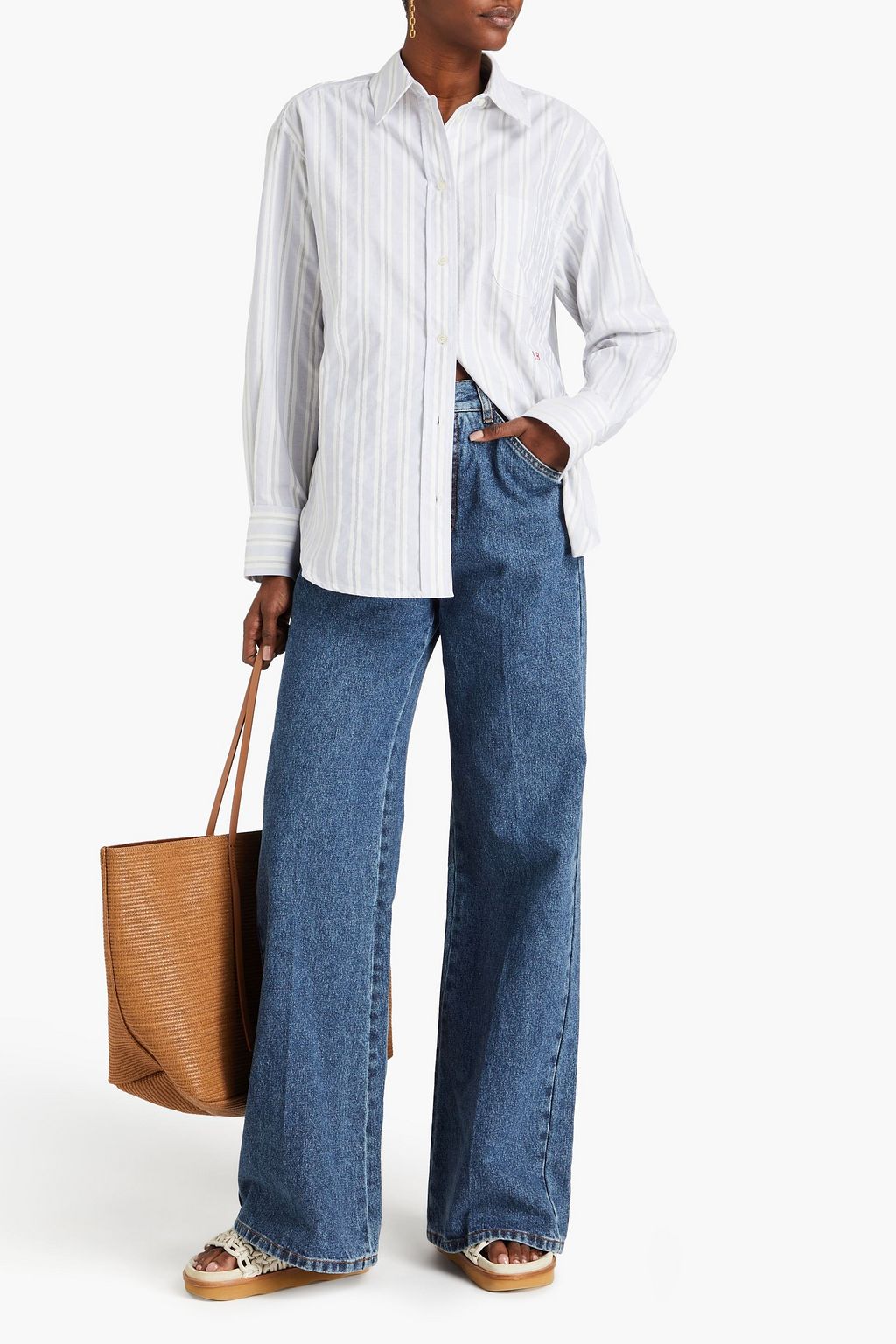 VICTORIA BECKHAM Striped cotton-poplin shirt