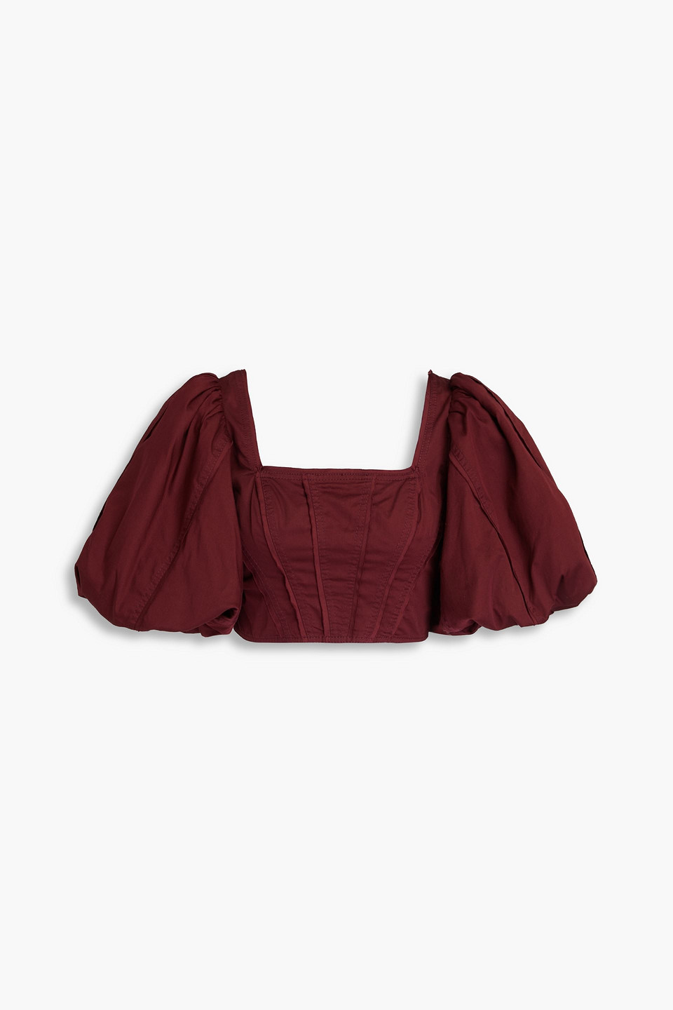 Aje Sylvia Cropped Cotton-poplin Top In Burgundy