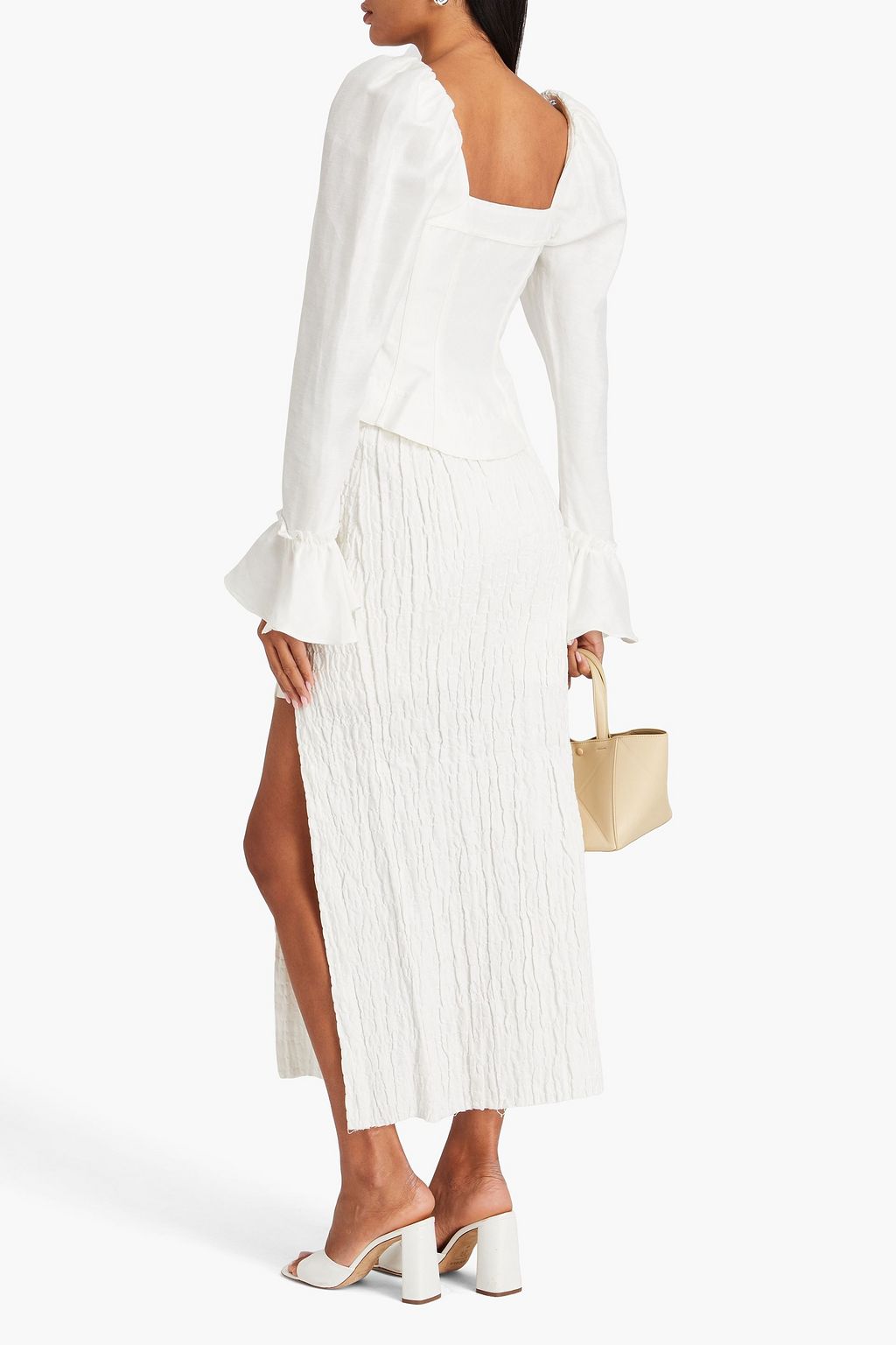 AJE. Giselle ruched linen-blend blouse