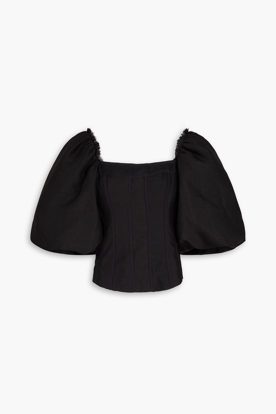 Aje Cecile Frayed Crepe Top In Black