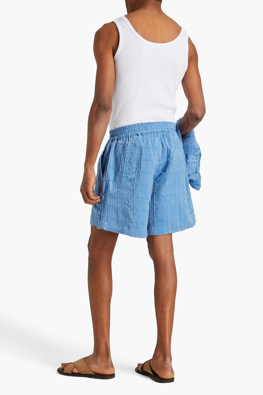 JACQUEMUS شورت «كاليكون» مصنوع من الساتان المغسول ومزين بنقشة مربعات