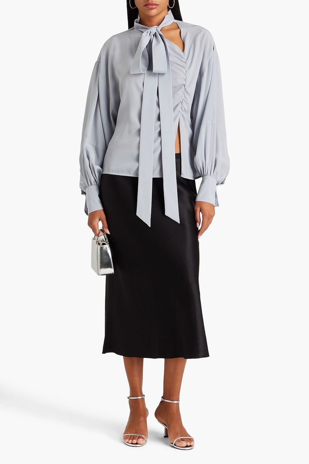 VICTORIA BECKHAM シルククレープデシン ブラウス リボンタイ カットアウト