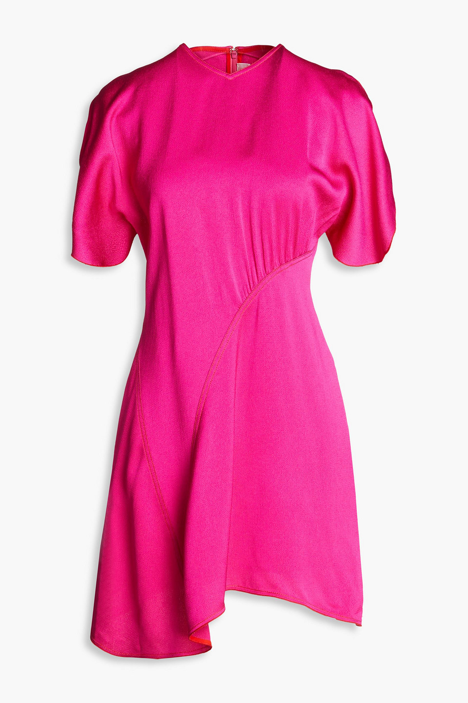 Victoria Beckham Hammered Satin Mini Dress In Fuchsia