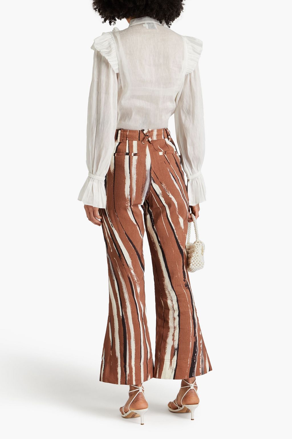 AJE. Serene ruffled linen and silk-blend blouse