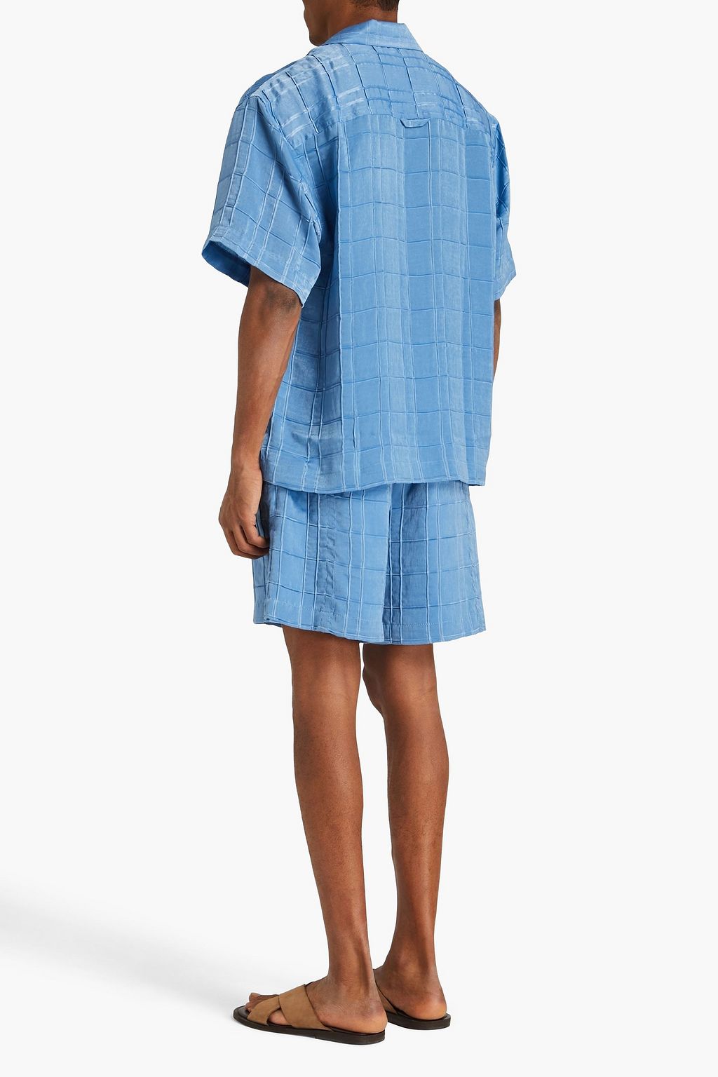 JACQUEMUS Jean checked washed-satin shirt