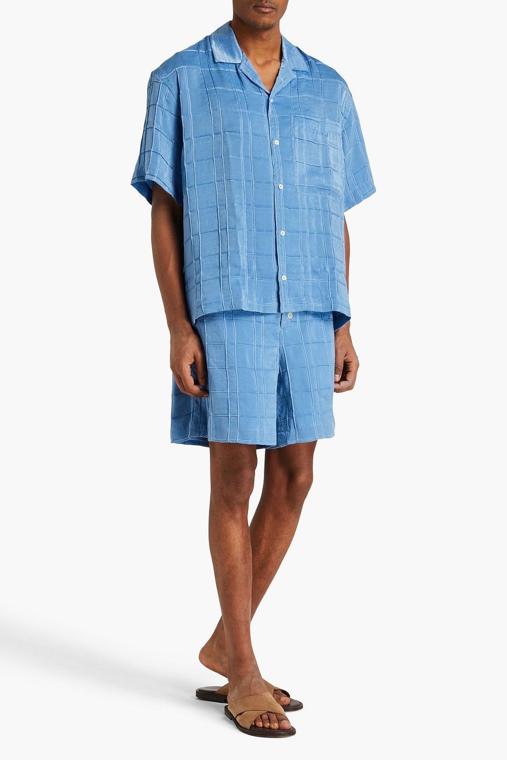 JACQUEMUS Jean checked washed-satin shirt