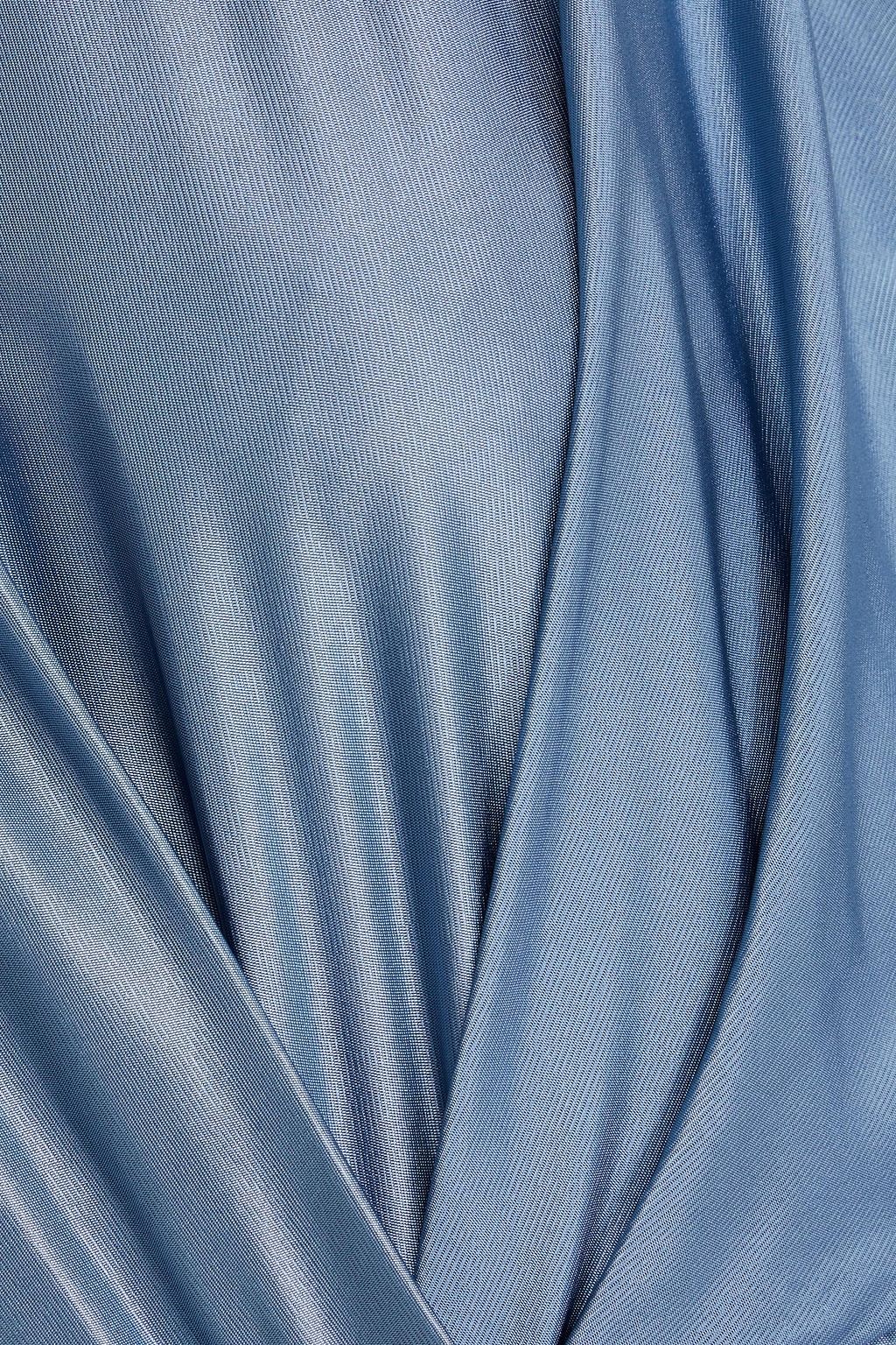 VICTORIA BECKHAM Asymmetric draped cutout metallic stretch-jersey midi dress