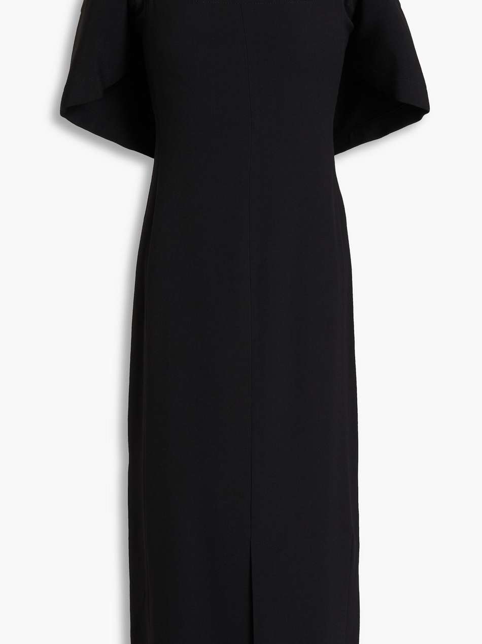 cold-shoulder crepe midi dress