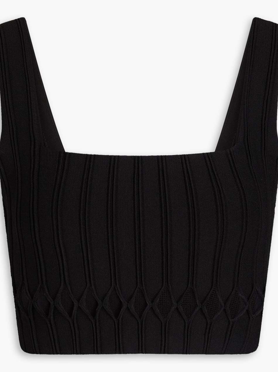 ney cropped cutout ribbed-knit top