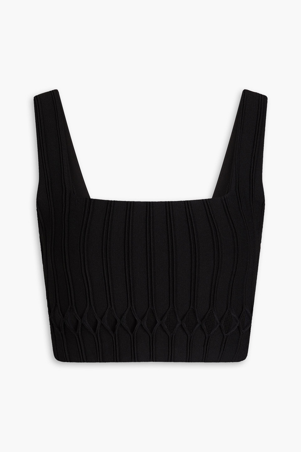 Aje Ney Cropped Cutout Stretch-knit Top In Black