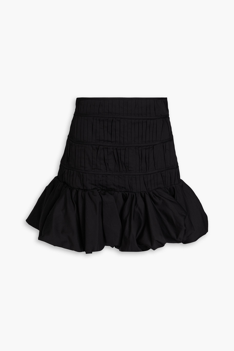 Aje La Vie Pleated Cotton-poplin Mini Skirt In Black