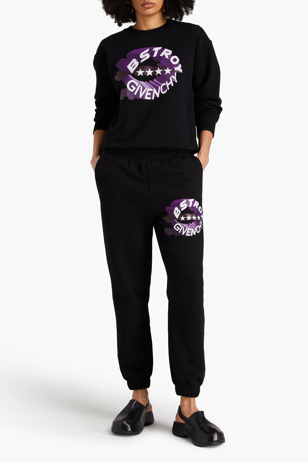 GIVENCHY Printed French cotton-terry track pants